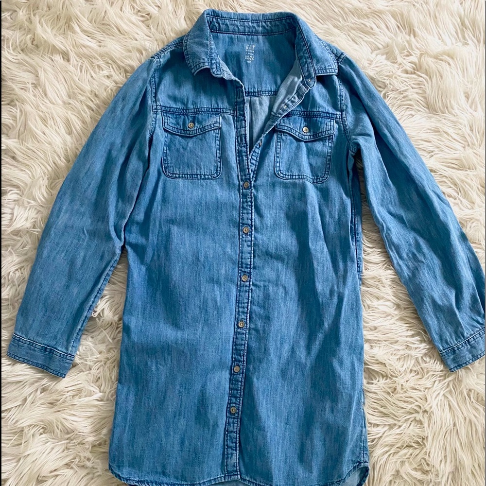 fake denim long sleeve dress !